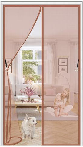 Fly Screens for Doors,Balcony Insect Privacy Door Screen 70x200cm(28x79inch) Fly Door Screen for Cellar Kitchen Living Room French Door,Keeps Mosquitoes Insects Out Brown