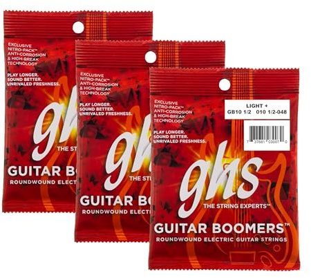 GHS Strings, GB10 1/2 Boomers Gitarrensaiten aus vernickeltem Stahl, legendäre Stärke, konsistente Intonation, lang anhaltende Helligkeit, Ton und Sustain, 6-saitige Gitarre, 10,5–48 l + Stärke, 3