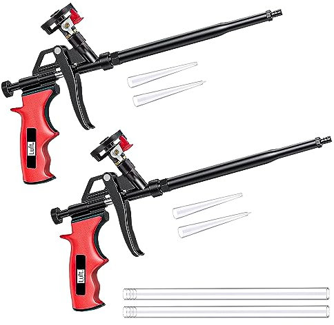 Luft Werkzeuge Luft Professional Expanding Foam Spray Gun (2 Insulation Guns + 6 Extenders) PU Insulating Applicator Heavy Duty Metal Body Dispensing Foam Gun Suitable for Caulking, Filling, Sealing (2 Pack)