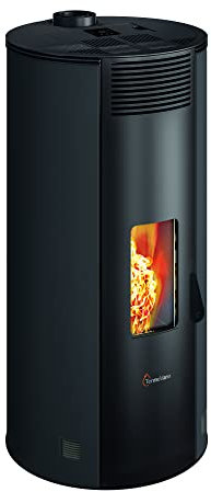 Generico Pelletofen Fancy 12.0 PJ mit 12 kW Heizleistung und 1-Weg-Kanal-Set, Schwarz