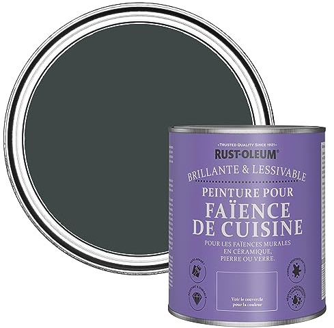 Rust-Oleum Black Water-Resistant Kitchen Tile Paint in Gloss Finish - Black Sand 750ml