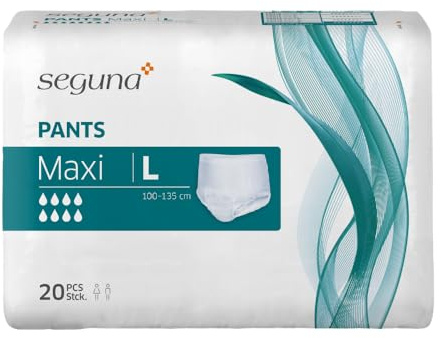 SEGUNA Pants Maxi, Inkontinenz Pants, Windelhosen für Erwachsene, Frauen, Männer, Inkontinenzhosen bei Blasenschwäche (L (Beutel 20 Stück))