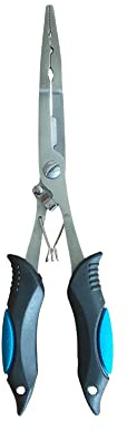 Fishing Pliers Long Nose Stainless Steel Multi Tool Hook Remover Braid Cutters Split Ring Pliers for Freshwater Saltwater Blue
