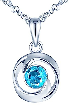 Yumilok Kette Damen Halskette Collier 925 Sterling Silber Zirkonia Drehen mit Anhänger für Frauen Geburtstags Muttertag