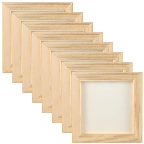 Alipis 8 Stück Holz-Bilderrahmen Zum Basteln Unvollendete Quadratische Fotorahmen Tisch- Und Wanddisplay Leere Rahmen Diy-Holzrahmen Gemälderahmen Für Erwachsene 4. 72