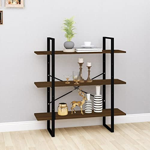 Annlera Bücherregal Braun Eichen-Optik 100x30x105 cm Holzwerkstoff Stufenregal Bücherregal Holz Vielseitiges Regal Schlafzimmer Büro-bücherregale Wohnzimmer Regal Eleganten & Klassischen Design