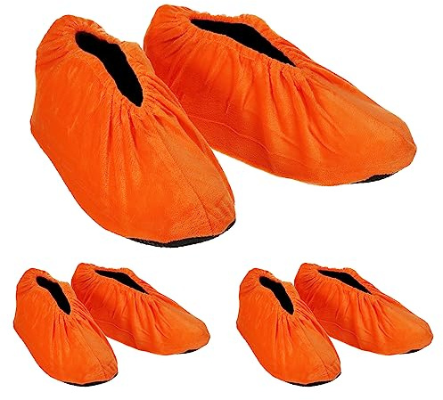 PATIKIL Cubrezapatos, 3 Pares Reutilizables Antideslizantes Zapato Protector Cubre Lavable Suave Zapato Cubierta para Hogar Oficina, Naranja