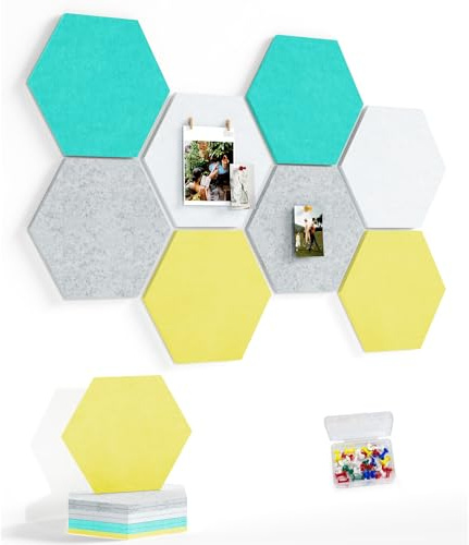 Groß Filz Pinnwand Selbstklebend Korkplatte Filzplatte mit 30 Pinnnadeln, 8 Stück Korkwand Filzboard Memotafeln Bulletin Board Memo Boards Wanddekoration für Büro Küche