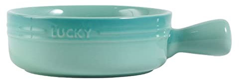 Lata for asar esmaltada, juego de bandejas for hornear, tazón de sopa de cerámica de porcelana con asa, tazón pequeño for Pho, fuente redonda for hornear, apto for horno, marrón, 20x15x5cm (color: azu