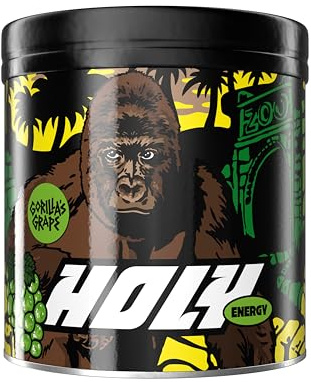 HOLY Energy Booster 'Gorillas Grape' Energy Drink Pulver - Grüne Traube, 50 Portionen - mit NewCaff Koffein & Grüntee Extrakt - zuckerfrei, vegan, 100% natürliche Fruchtaromen