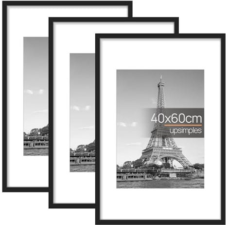 upsimples Lot de 3 Cadres Photo 40x60 cm, Cadre Noir 60x40 cm, pour Photos, Images, Affiches, Puzzle
