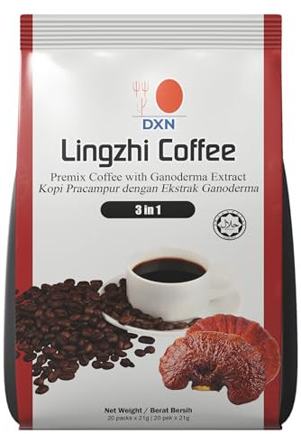 ALIBOOSTER DXN Coffee 3 in 1 - Caffè Original - Preparazione rapida e semplice - Ganoderma - 20 bustine x 21 grammi