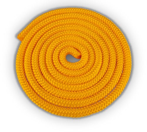HAEST Springseil für Kinder & Erwachsene | 2,40 m Länge | Gelb | 100 g Gewicht | Ideal für Schul- und Vereinssport | Robust & Anpassbar