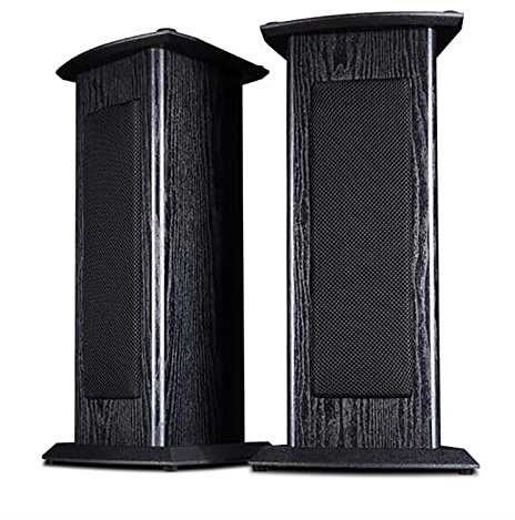 BTZHY Supports de Haut-parleurs,Grain de Bois pour Supports d'enceintes de Bureau et Satellites Home-Cinéma, avec Clou de Pied en cuivre Pur, écoute améliorée
