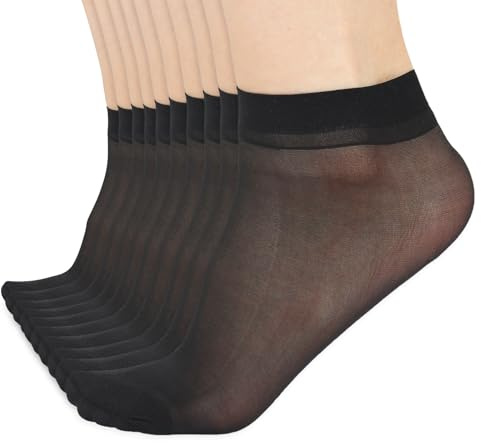 salbsever 10 Paar Knöchel Nylon Socken Sheer Transparente Nylonstrümpfe Damen Strumpfhosen-Socken passend für Mädchen-Party-Socken Damen Homewear Strümpfe Sommersocken