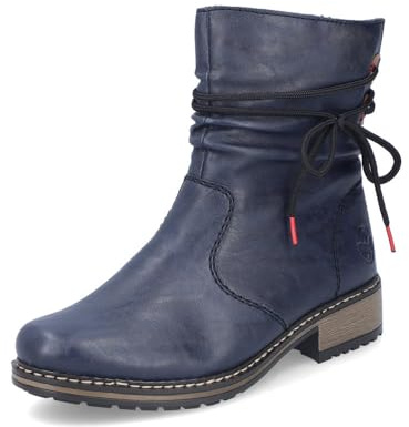 Rieker Damen Biker Boots Z68M1, Frauen Stiefeletten,uebergangsschuhe,uebergangsstiefel,Winterstiefeletten,Winterschuhe,warm,blau (14),41 EU / 7.5 UK