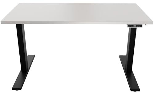 Höhenverstellbarer Schreibtisch E-WonderTech, EWT1606007, Platte 007 lichtgrau, Gestell 333 schwarz, H 630-1280 x B 1600 x T 600