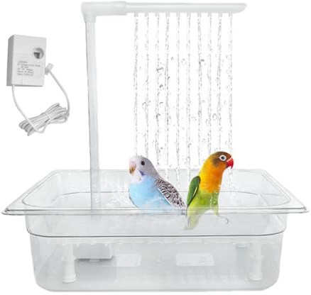 Meindin Vogel Wellensittich Badewanne, Käfig Automatische Vogelbadewanne Mit Mehreren Wasserhähnen, Papageien Badebrunnen Großes Behälter Vogelbad Badewanne Für Sittiche, Wellensittiche