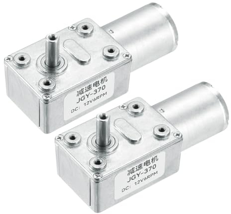 QUARKZMAN 2 Piezas DC 12V 6 RPM Motor de Gusano de Engranaje Reversible Motor Reductor 6mm Eje en Forma de D de Alta Torsión Caja de Engranajes Reducción Motor Eléctrico para Barredoras