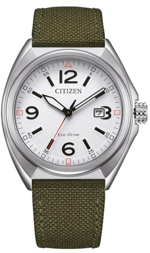 Citizen Eco-Drive - Reloj Solar para Hombre con 40 mm de diámetro y Fecha en Diferentes Variantes, Verde, Correa