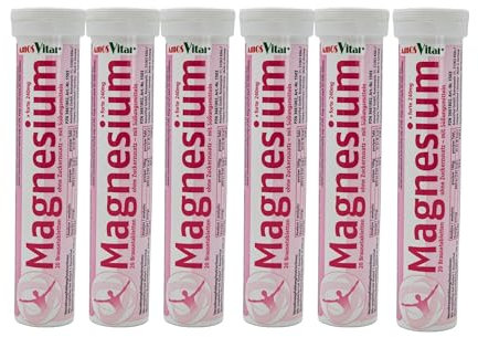 Magnesium Brausetabletten 6x20 Stück - Orangengeschmack - 240 mg Magnesium - Amosvital