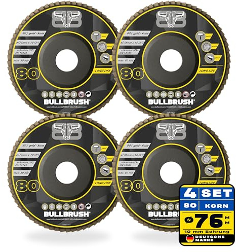 Fächerscheibe 76mm (4 x 80 Premium ZIRKONIUM) | ø76mm Winkelschleifer Zubehör | Fächerschleifscheibe für Holz Stahl Lack | mini flexscheiben | Flex Schleifscheiben 76mm