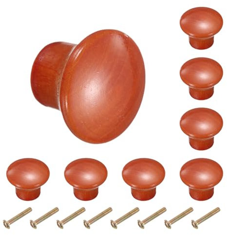 QUARKZMAN 8 Stück Runde Holzknöpfe, 23mm/0,9 Pilzform Küchenschrankknöpfe Einzelloch-Schubladenzuggriffe Dekorative Möbel für Schublade Kommode Kleiderschrank, Khaki