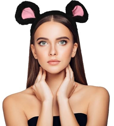 Ling & Bai Mouse Ears Headbands Halloween Plush Mouse Ear Hairband Fancy Animal Hair Hoop Costume for Cosplay, Birthday Patries