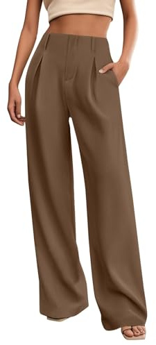 Pantalones de vestir para mujer, cintura alta, elásticos, holgados, rectos, de pierna ancha, pantalones palazzo, ligeros, cómodos, formales, informales, para descansar, para negocios, oficina