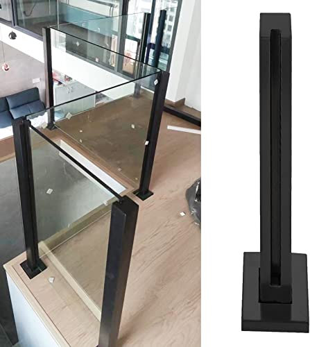 Système de balustrade en verre noir pour escalier et balcon intérieur/extérieur – Kit de main courante et de poteaux durables, hauteur 74,9 cm, panneaux de balustrade modernes et garde-corps à pince