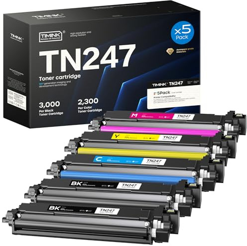 Timink TN247 TN-243CMYK Toner Kompatible für Brother TN-247 MFC-L3750CDW | MFC-L3770CDW DCP-L3550CDW HL-L3210CW DCP-L3510CDW HL-L3230CDW TN243CMYK TN-243 TN 247 Schwarz Cyan Magenta Gelb, 5er-Pack