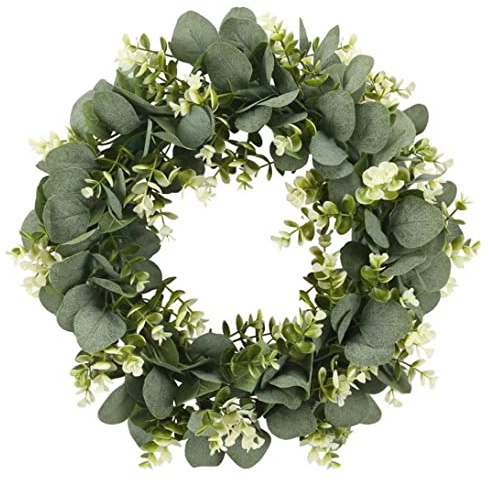 Eucalyptus Artificiel Couronne de Feuilles Vertes Couronne de Porte d'entrée Garland Wall Window Festival Célébration Printemps Décor Pâques 30 cm / 11, 81 Pouces..Printemps