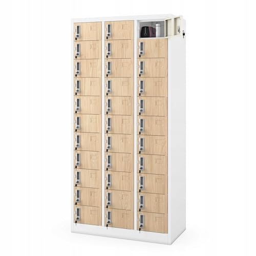 Jan Nowak Schließfachschrank Metall 33 Fächer Wertfachschrank 185x90x45 cm | Fächerschrank, Mitarbeiterschrank, Spind abschließbar, pulverbeschichteter Stahlkorpus für Büro, Schule, Umkleide