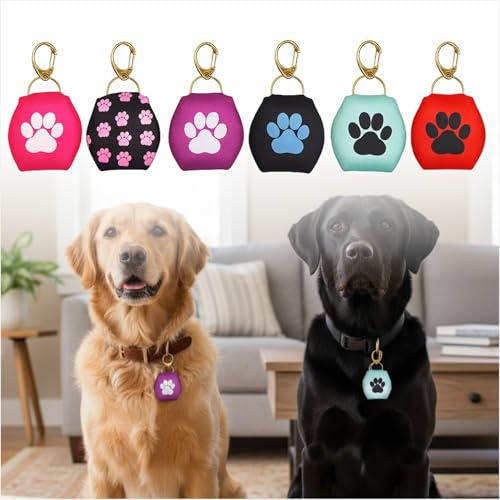 6er Set Hundemarken-Hülle, Geräuscharm, Kratzschutz für Hunde & Katzen | Bedruckte Taschen in 6 Farben für Tiermarken, auch für Kaninchen geeignet
