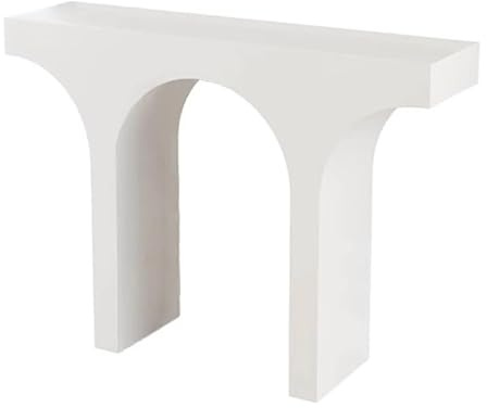 Moderna chimenea rodeada estrecha para porche, mesa consola con almacenamiento, pequeñas mesas de vestíbulo para entrada de hotel (blanco, 120 x 30 x 85 cm)