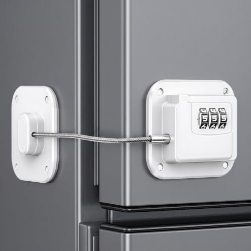 Cadenas Frigo Porte Avec Code pour Bloque Frigo, Armoires et Tiroirs, Four, Fenêtres, Verrou Frigo Enfants Sans Percage, Serrure Sécurité pour Bébés, Enfants et Adultes (Brevet) (Blanc-1 Pièce)