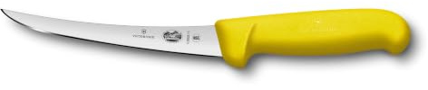 Victorinox Fibrox Ausbeinmesser, Scharfes Küchenmesser für Fleisch und Fisch, 15 cm, Gebogene Klinge, Schmal, HACCP Farbgriff, Rutschfest, Gelb