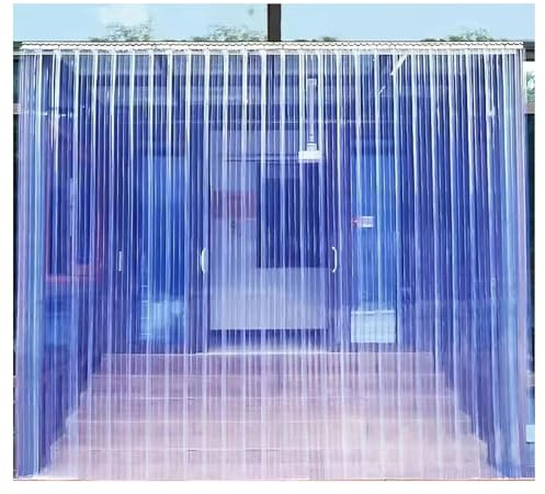 PVC Lamellenvorhang Streifenvorhang，Transparent Streifenvorhang, Lamellen Stallvorhang PVC Lamellenvorhang Winddicht Wasserdicht，für Läden, Supermärkt, Kühlraums(195x220cm/76.77x86.61in)