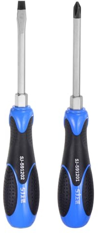 QUARKZMAN 2 Piezas Destornillador Magnético SL6 X 85mm PH2 X 80mm CR-V Acero De Alto Torque Hoja Atravesada Planos Y Phillips Con Capucha De Golpe Para Apretar Cincelar Y Aflojar