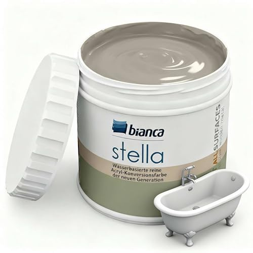Bianca Stella Badewannenlack Ohne Schleifen - Wasserbasierter Parfümierter Sanitärlack für Badewanne, Waschbecken, Duschwanne & Emaille - Taupebeige, Glänzend, Kratzfest, Hochdeckend, 500ml
