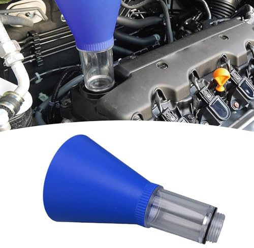 Vibsky Entonnoir d'huile pour Toyota Lexus Camry Corolla RAV4 Tacoma Sienna Tundra RX350 Outil de vidange d'huile moteur automobile avec chambre transparente et prévention des déversements, bleu