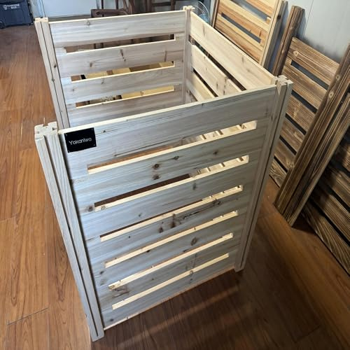 Yokaniwa Air Conditioner Fences Wood Composter Bin 3 Panels 20 L x 20 W x 20 H Privacy Fence Screens Panels, Not of Metal
