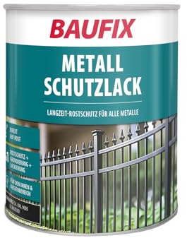 BAUFIX Metall Schutzlack schwarz, matt, 1 Liter, Buntlack, Metallfarbe mit Rostschutz zum Streichen, Lack & Grundierung