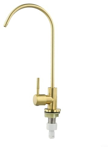 Grifo de filtro de agua, grifo de agua potable de cocina de oro de 4 puntos para sistema RO de ósmosis inversa Fregadero dispensador de agua pura (dorado)