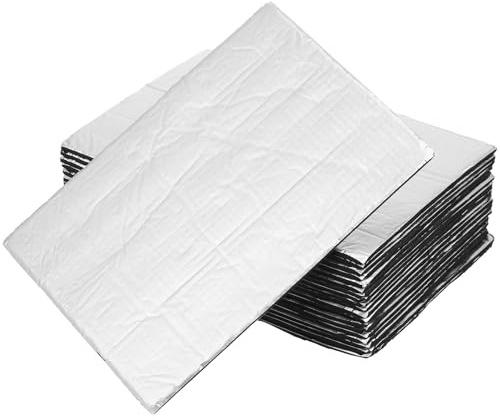 Yardwe Aislamiento acústico para coche y furgoneta, 20 almohadillas autoadhesivas, material insonorizante para pisos y capó, plata, fibra de vidrio, goma y esponja