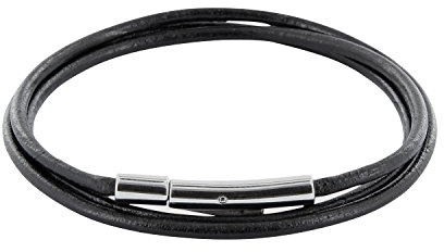 Auroris Echtleder Kette 2mm Farbe: schwarz mit Hebeldruckverschluss aus Edelstahl