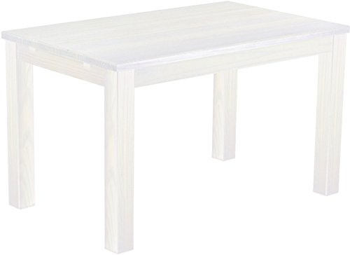 B.R.A.S.I.L.-Möbel Esstisch Rio Classico 130x80 cm Pinie Weiß Holz Pinie Massivholz Esszimmertisch Echtholz ausziehbar vorgerichtet für Ansteckplatten