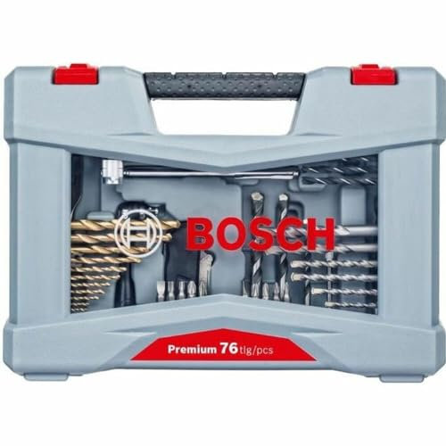 Bosch 76tlg. X-Line Titanium Bohrer- und Schrauberbit-Set (für Holz, Stein und Metall, inkl. Schneider, Bit-Handschraubendreher, Messer, Magnetstab, Zubehör Bohrschrauber und Schraubendreher)