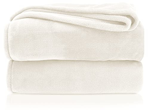 heimtexland Kuscheldecke flauschig Flanell Wohndecke warm Oekotex Tagesdecke Überwurf Sofadecke fusselfrei Fleecedecke Super Soft XL Decke 150x200 cm Typ380 Creme Natur