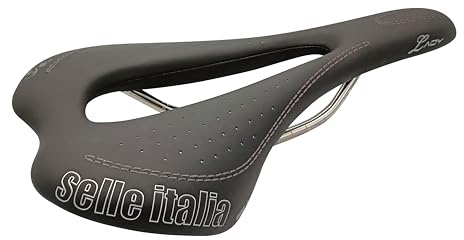 Selle Italia SLR Lady TI 316 Superflow - Sella Bicicletta da Strada e Gravel per Donna con Gel Morbido, Comoda Foro Superflow, Telaio in TI 316 - Taglia L3, Nero
